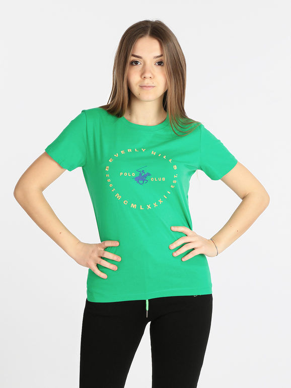 Polo Club T-shirt manica corta donna con logo T-Shirt Manica Corta donna Verde taglia S