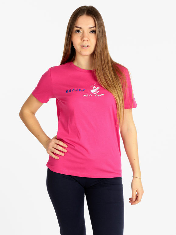 Polo Club T-shirt manica corta donna con scritta T-Shirt Manica Corta donna Fucsia taglia M