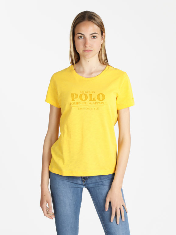 U.S. Grand Polo T-shirt manica corta donna con scritta T-Shirt Manica Corta donna Giallo taglia S