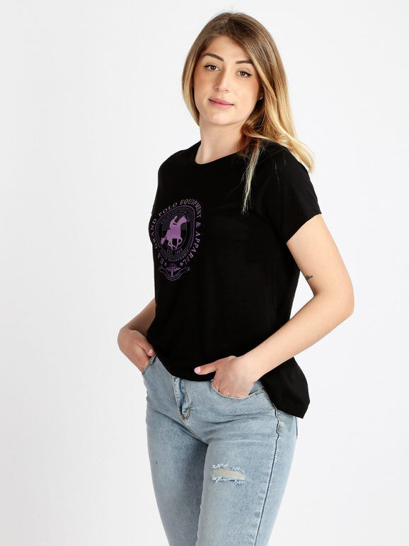 U.S. Grand Polo T-shirt manica corta donna con stampa T-Shirt Manica Corta donna Nero taglia M