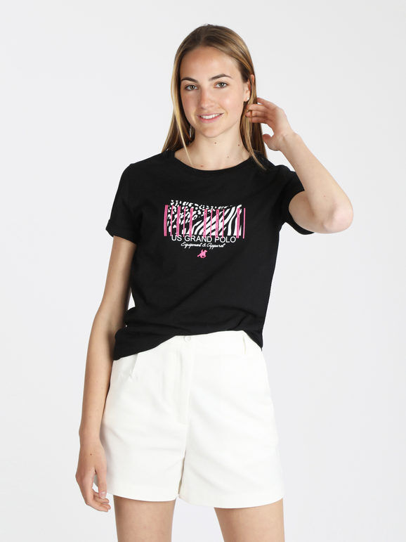 U.S. Grand Polo T-shirt manica corta donna con stampa T-Shirt Manica Corta donna Nero taglia L