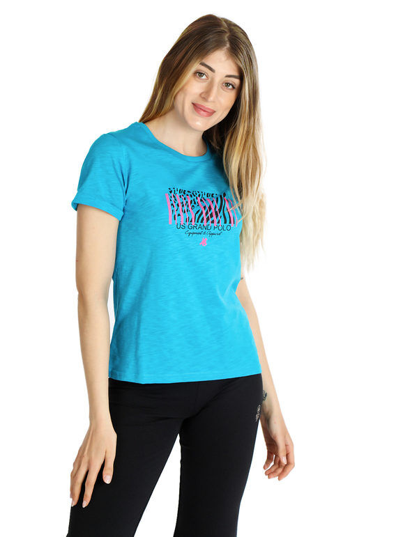 U.S. Grand Polo T-shirt manica corta donna con stampa T-Shirt Manica Corta donna Blu taglia S