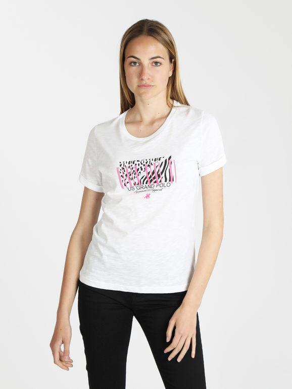 U.S. Grand Polo T-shirt manica corta donna con stampa T-Shirt Manica Corta donna Bianco taglia L