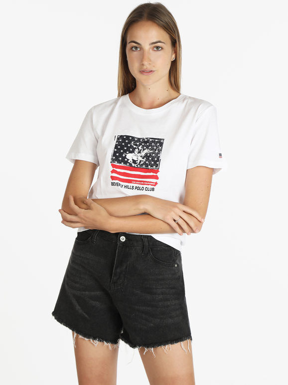 Polo Club T-shirt manica corta donna con stampa T-Shirt Manica Corta donna Bianco taglia M