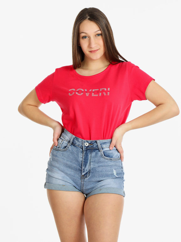 Coveri T-shirt manica corta donna con strass T-Shirt Manica Corta donna Fucsia taglia L