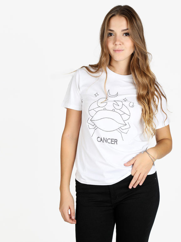 Solada T-shirt manica corta donna segno zodiacale Cancro T-Shirt Manica Corta donna Bianco taglia M