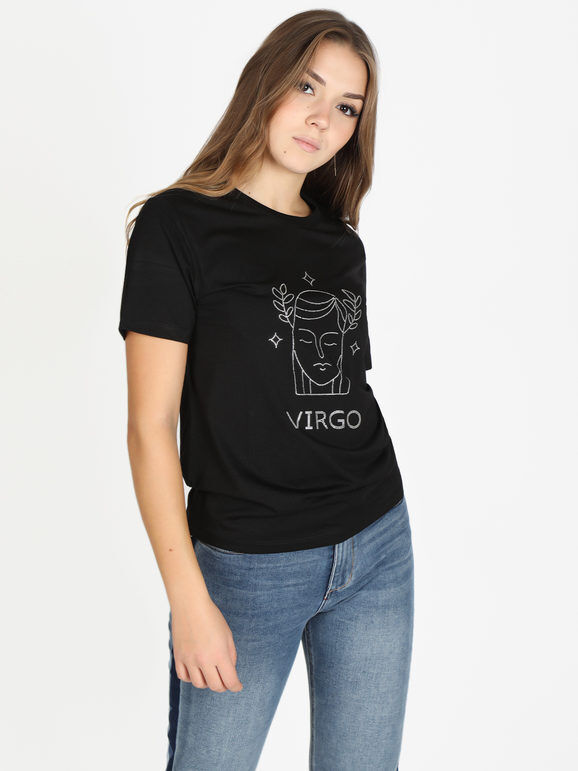 Solada T-shirt manica corta donna segno zodiacale Vergine T-Shirt Manica Corta donna Nero taglia M