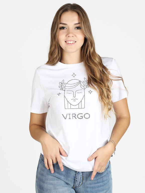Solada T-shirt manica corta donna segno zodiacale Vergine T-Shirt Manica Corta donna Bianco taglia M