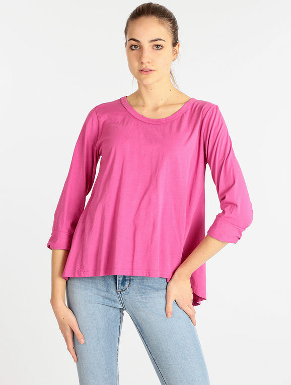 Wendy Trendy T-shirt manica lunga donna in cotone T-Shirt Manica Lunga donna Fucsia taglia Unica