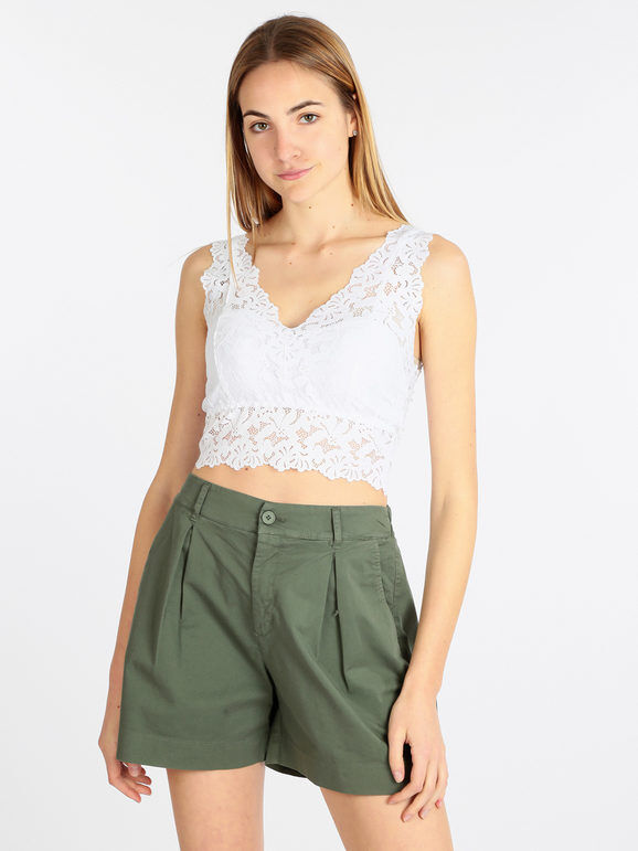 Solada Top cropped donna in pizzo Tops donna Bianco taglia Unica