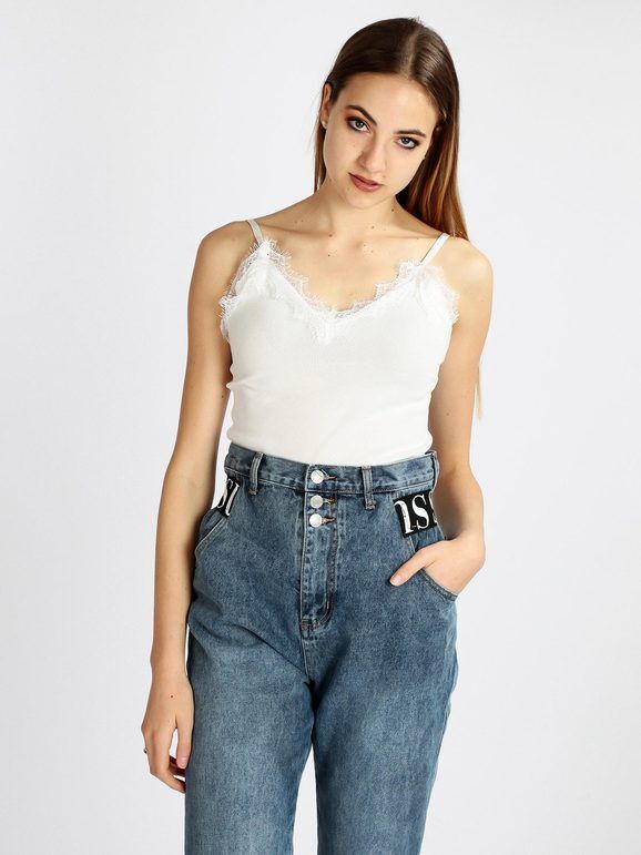 c'est monique Top donna cropped Tops donna Bianco taglia Unica