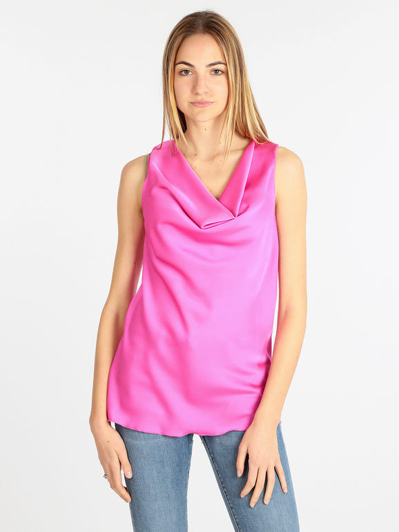 Solada Top donna effetto seta Tops donna Fucsia taglia Unica