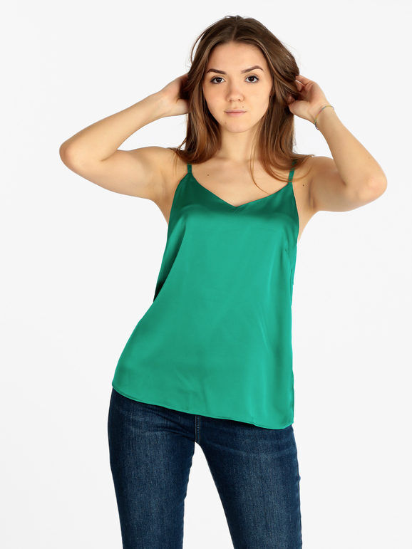 Sweet Top donna effetto seta Tops donna Verde taglia M