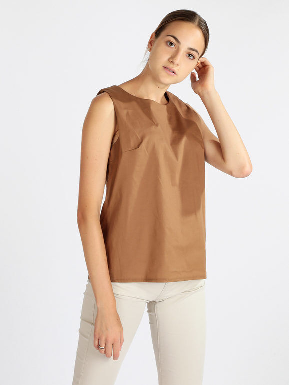 chic-3 Top donna in cotone Tops donna Marrone taglia Unica