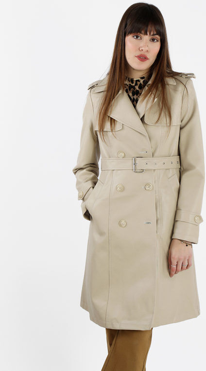 Solada Trench donna doppiopetto in ecopelle Trench donna Beige taglia XL