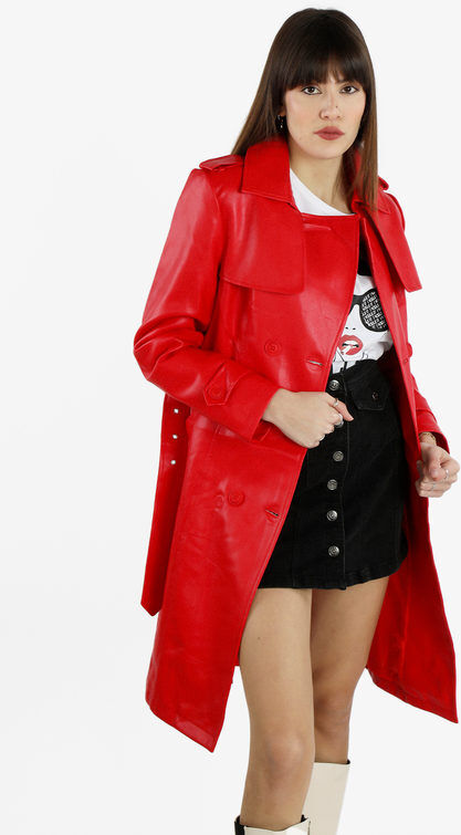 Solada Trench donna doppiopetto in ecopelle Trench donna Rosso taglia M