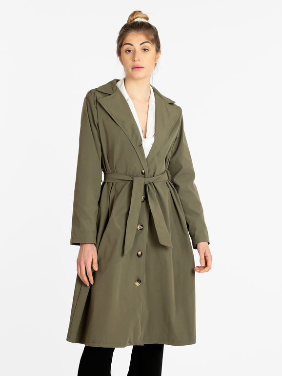 Solada Trench leggero donna con cintura Trench donna Verde taglia Unica