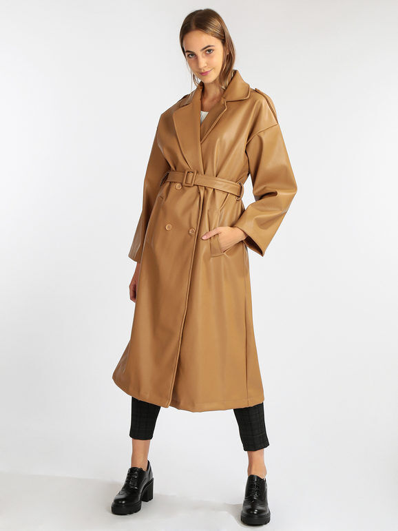 Vanita Trench lungo in ecopelle Trench donna Marrone taglia Unica