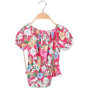 Solada Blusa a fiori da bambina con borsetta T-Shirt Manica Corta bambina Fucsia taglia 06