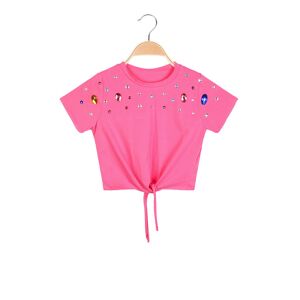 Solada T-shirt bambina con nodo e gemme T-Shirt Manica Corta bambina Fucsia taglia 12
