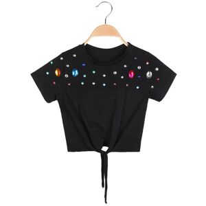 Solada T-shirt bambina con nodo e gemme T-Shirt Manica Corta bambina Nero taglia 04