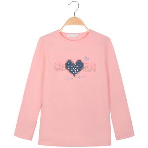 Sweet T-shirt da bambina a maniche lunghe con stampa e strass T-Shirt Manica Lunga bambina Rosa taglia 10