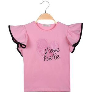 Hope Star T-shirt da bambina con maniche a volant e stampa cuore T-Shirt Manica Corta bambina Rosa taglia 12