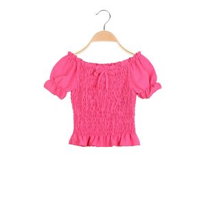 Solada Top corto da bambina elasticizzato T-Shirt Manica Corta bambina Fucsia taglia 04