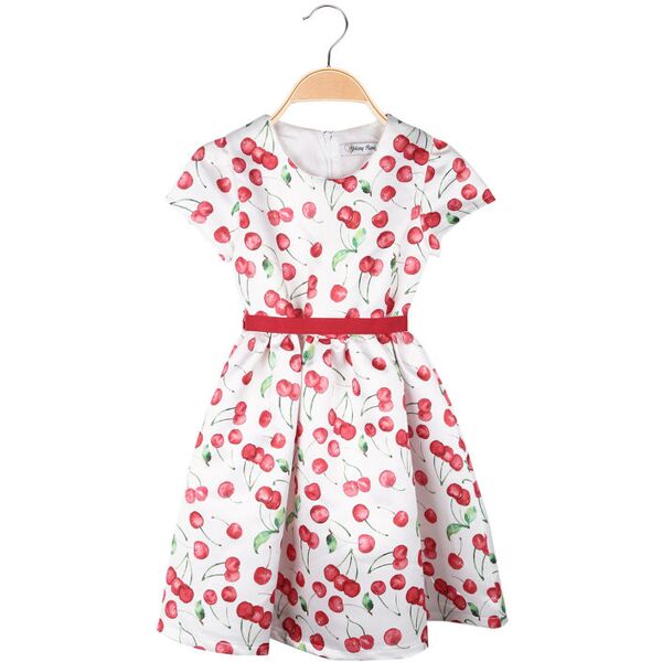 melany rose abito elegante da bambina con stampa ciliegie vestiti bambina bianco taglia 03