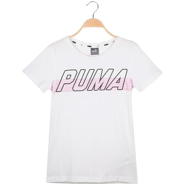 puma alpha logo tee t-shirt bianca con stampa t-shirt manica corta bambina bianco taglia 16