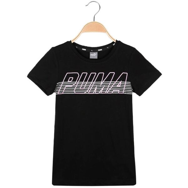 puma alpha logo tee t-shirt nera con stampa t-shirt manica corta bambina nero taglia 16