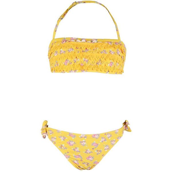 power flower bikini bambina fiorato a fascia bikini bambina giallo taglia 14/16