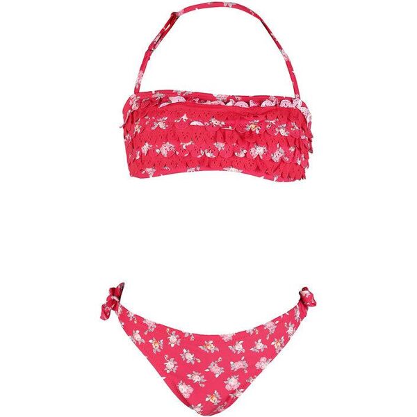 power flower bikini bambina fiorato a fascia bikini bambina rosso taglia 14/16