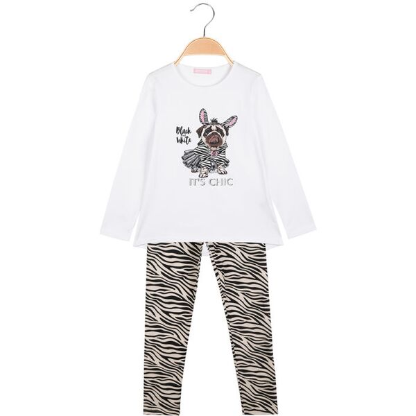 hope star completo 2 pezzi da bambina con leggings zebrati completi 3-16 anni bambina bianco taglia 04