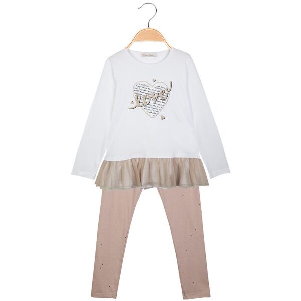 hope star completo 2 pezzi da bambina t-shirt con tulle + leggings completi 3-16 anni bambina bianco taglia 04