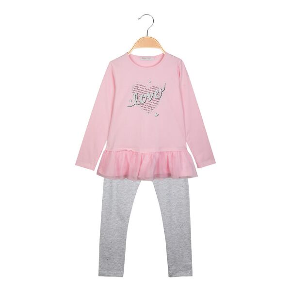 hope star completo 2 pezzi da bambina t-shirt con tulle + leggings completi 3-16 anni bambina rosa taglia 04