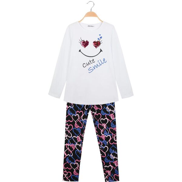 miss bellina completo 2 pezzi da bambina t-shirt + leggings stampati completi 3-16 anni bambina bianco taglia 14