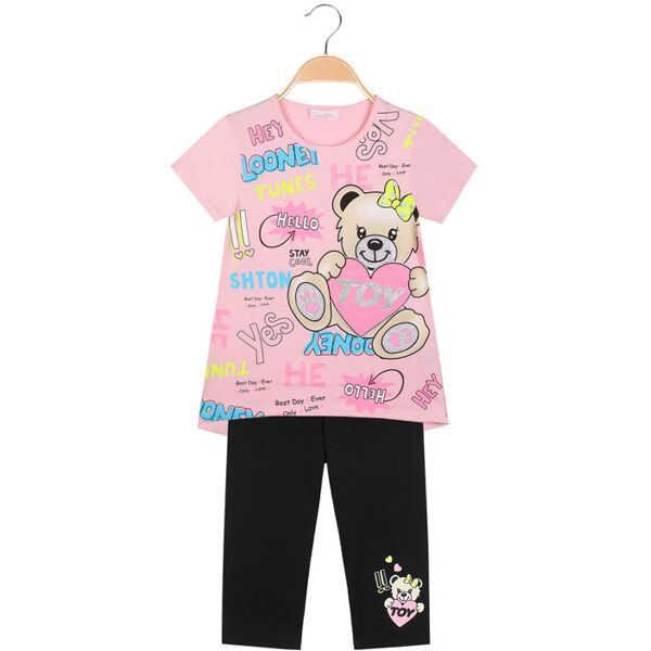 luisa chic completo 2 pezzi da bambina t-shirt + leggings completi 3-16 anni bambina rosa taglia 04