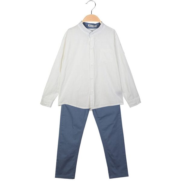 street porter completo 2 pezzi da bambino con camicia alla coreana completi 3-16 anni bambino bianco taglia 04