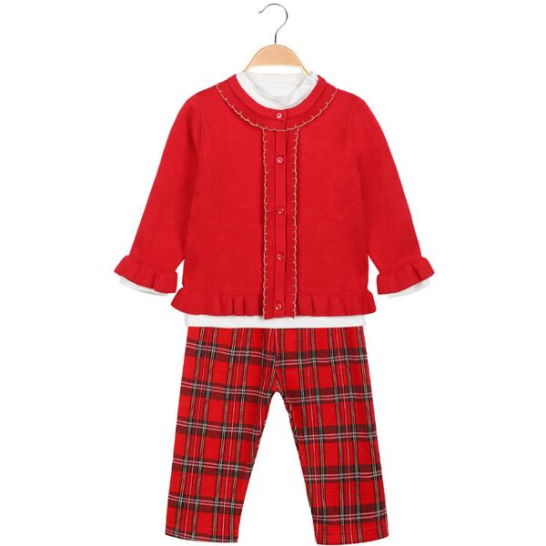 bouny baby completo 3 pezzi da neonata con cardigan completi 0-36 m bambina rosso taglia 12m