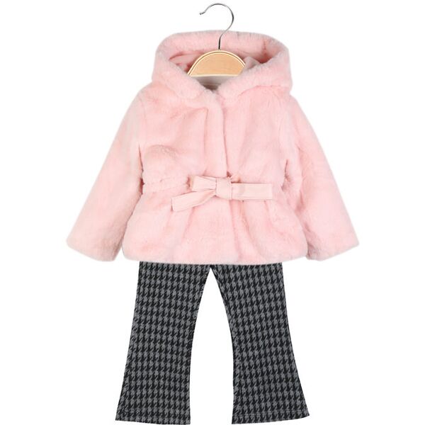 mec girl completo 3 pezzi da neonata con giacca in ecopelliccia completi 0-36 m bambina rosa taglia 12m