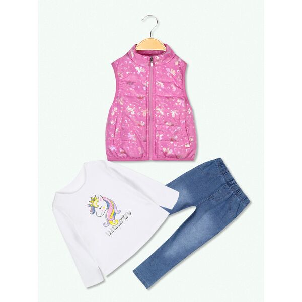 pink rabbit completo 3 pezzi da neonata con gilet completi 0-36 m bambina fucsia taglia 12m