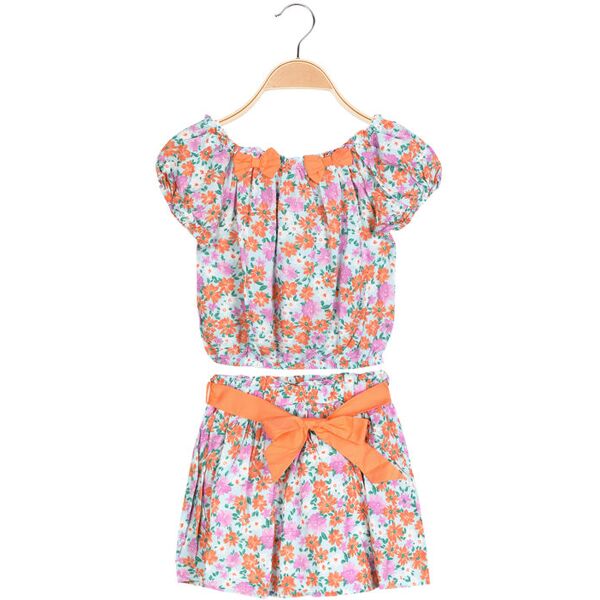 lollitop completo a fiori da bambina blusa + gonna completi 3-16 anni bambina arancione taglia 08