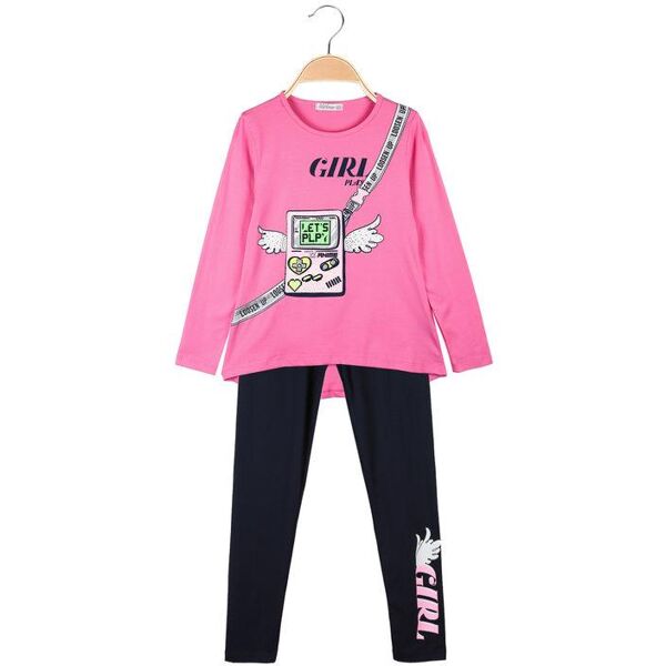 lollitop completo bambina 2 pezzi maglietta + leggings completi 3-16 anni bambina fucsia taglia 11/12