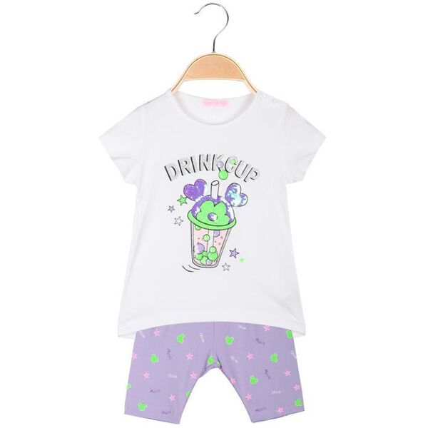 image kids completo corto con pailettes neonata 2 pezzi completi 0-36 m bambina bianco taglia 12/18