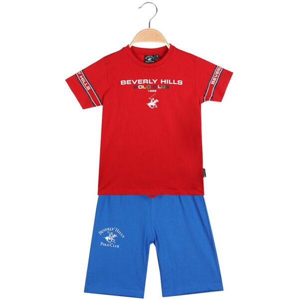 polo club completo corto da bambino t-shirt + bermuda in cotone completi 3-16 anni bambino rosso taglia 04