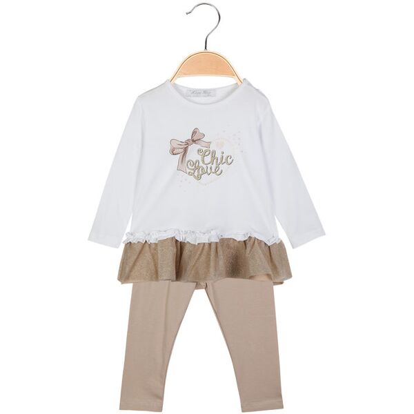 hope star completo da neonata 2 pezzi t-shirt con tulle+ leggings completi 0-36 m bambina beige taglia 12m