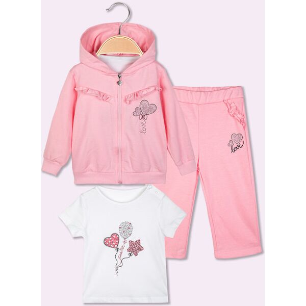 yes! do kids completo da neonata 3 pezzi con pantaloni a gamba larga completi 0-36 m bambina rosa taglia 18m