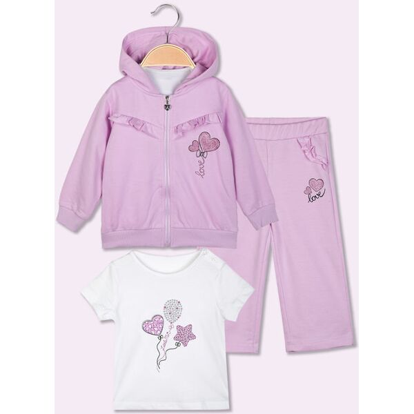 yes! do kids completo da neonata 3 pezzi con pantaloni a gamba larga completi 0-36 m bambina viola taglia 18m