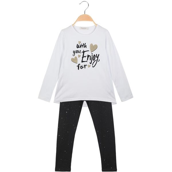 hope star completo da ragazza 2 pezzi t-shirt + leggings completi 3-16 anni bambina bianco taglia 08